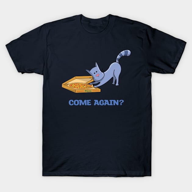 Kitty Cat Stealing Pizza T-Shirt by RoeArtwork